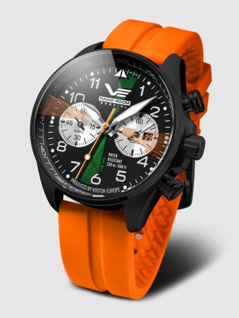 Vostok-Europe Radio Room Chronograph Watch Orange