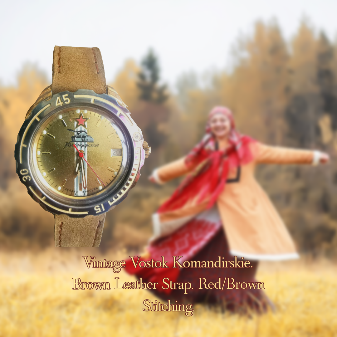 Vintage Vostok Komandirskie (correa de cuero marrón)