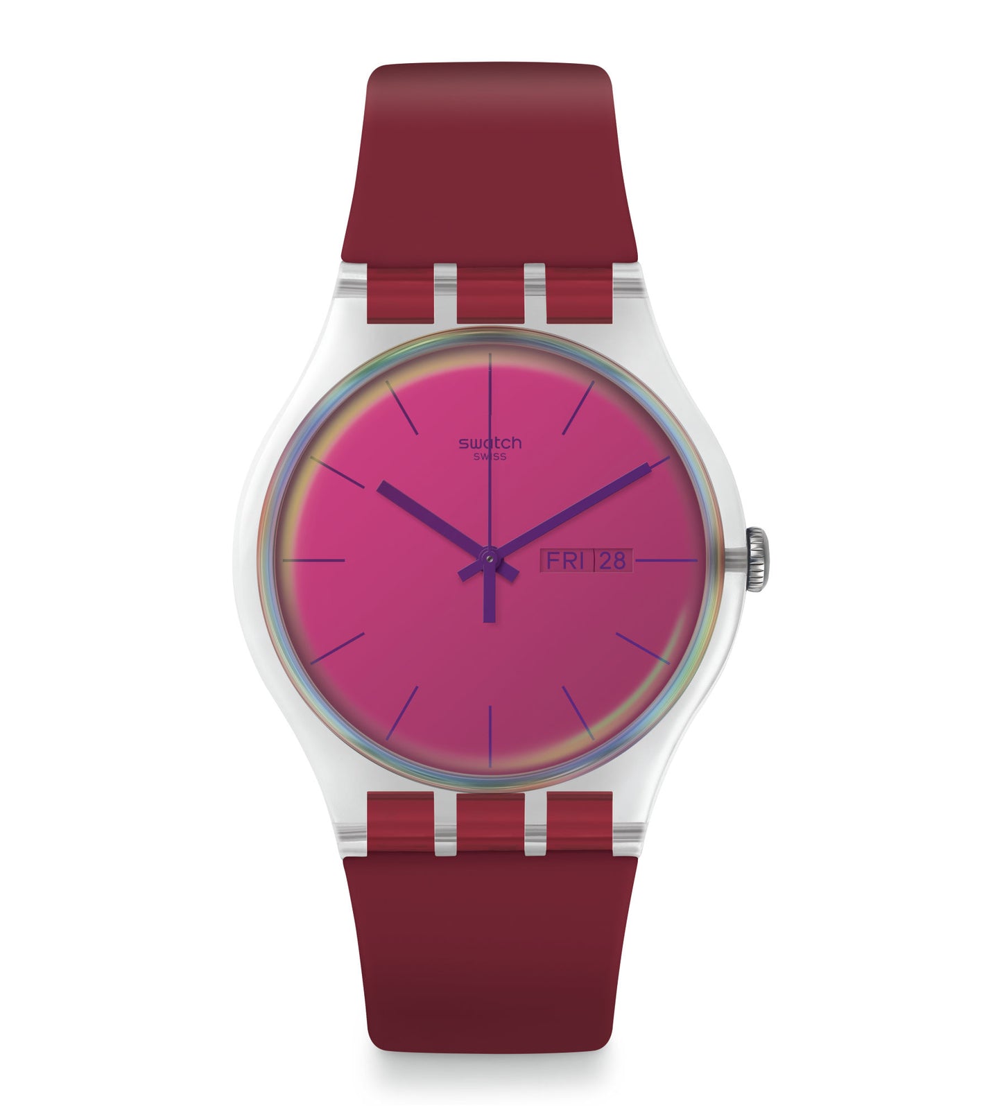 SWATCH POLARED Reloj de cuarzo con esfera roja para mujer SUOK717