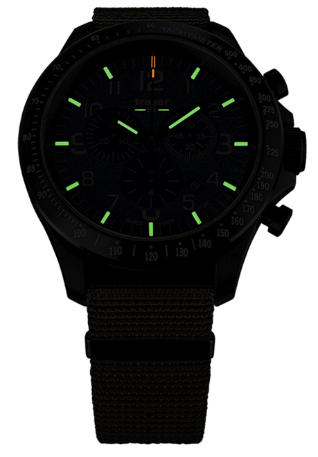 Traser P67 Officer Pro Cronógrafo Khaki Swiss-Made Tritium Watch 109459