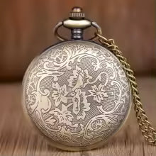Exquisite Retro Bronze Steampunk Quartz Pocket Watch with Chain