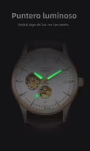 Longlux Automatic Beige Open Heart Dial with Crocodile Pattern Leather Strap
