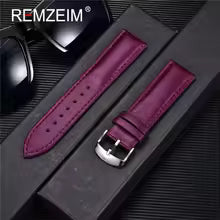 Correa de señora de cuero genuino rojo marrón con patrón de cocodrilo 20mm/22mm/24mm