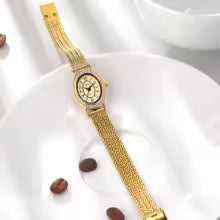 Woven Stainless Steel Mesh Strap Bohemian Style Small Dial Gold Women's Watch
