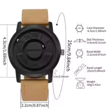 Magnetic Suspension Dial Mens Sports or Casual Black Quartz Watch With Stainless Steel Bracelet