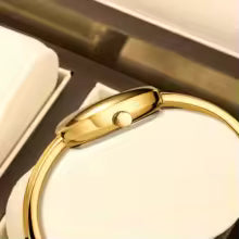 Women's Water-Resistant Quartz Watch with Stainless Steel Gold Dial and Locking Band