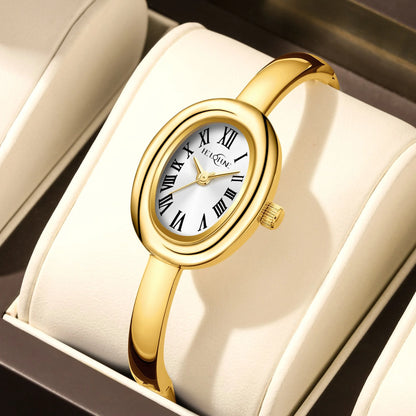 Women's Water-Resistant Quartz Watch with Stainless Steel Gold Dial and Locking Band