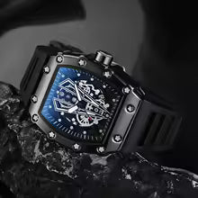 WLISTH S6144 Large Rounded Square Dial Skeleton Quartz Watch for Men