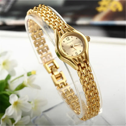Golden Bracelet Small Gold Dial Quartz Watch for Women