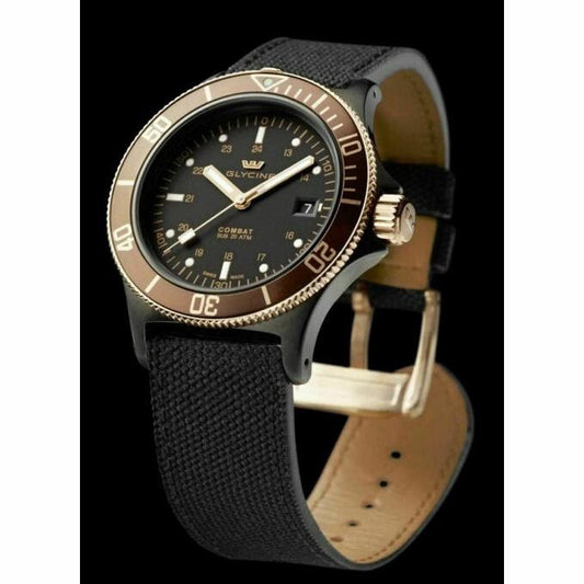 Reloj automático Glycine Combat Sub para hombre con bisel marrón oscuro