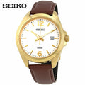 Reloj Seiko Neo Classic de cuero marrón con esfera blanca de segunda mano para hombre