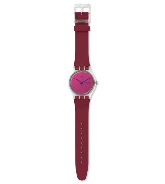 SWATCH POLARED Reloj de cuarzo con esfera roja para mujer SUOK717