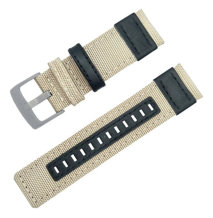 Combinación de correas de cuero beige/lona para hombre Opción de 22 mm Cierre negro y plateado