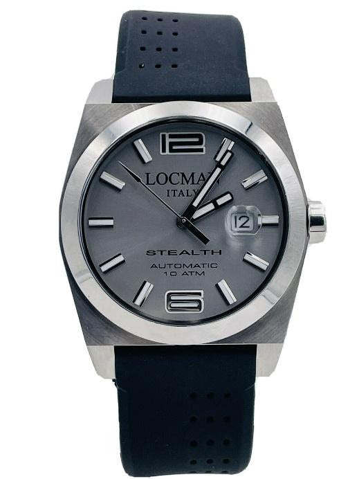 Reloj automático Locman Stealth con bisel plateado y correa azul 205SKG/450 para hombre