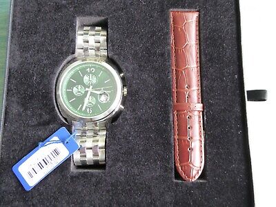 Reloj Jerome LeMars JL5557B de acero inoxidable con esfera verde usado.