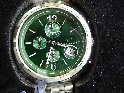 Reloj de pulsera de acero inoxidable con esfera verde Jerome LeMars JL5557B de segunda mano, crono cuarzo.