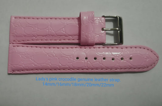 Correa de señora de piel genuina rosa con diseño de cocodrilo 14mm/16mm/18mm/20mm/22mm