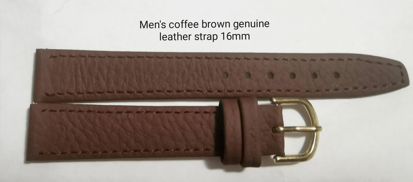 Correa de cuero genuino marrón café para hombre 16 mm